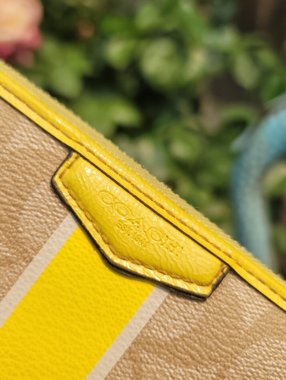 Coach Signature Stripe Yellow Wallet - Picture 7 of 14